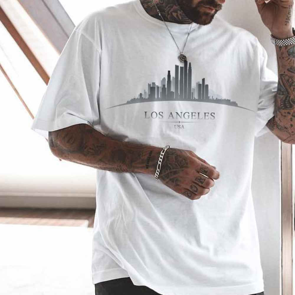 LA Graphic Print Casual Men's T-Shirt Big & Tall