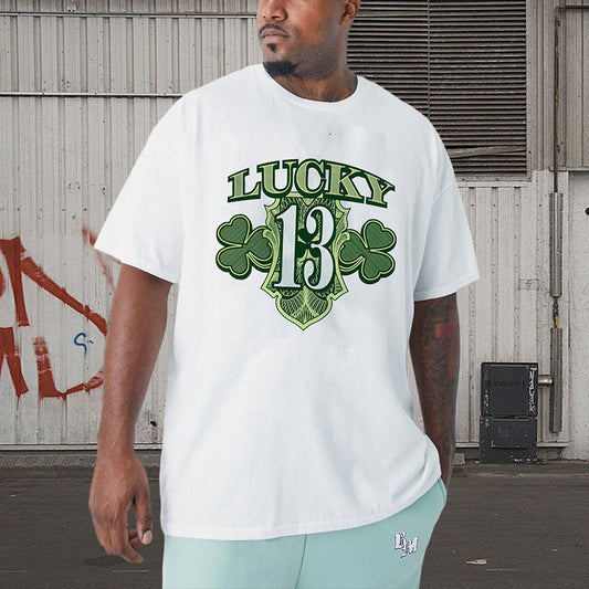 Lucky 13 Shamrock Irish Pride Men's White Tee Big & Tall
