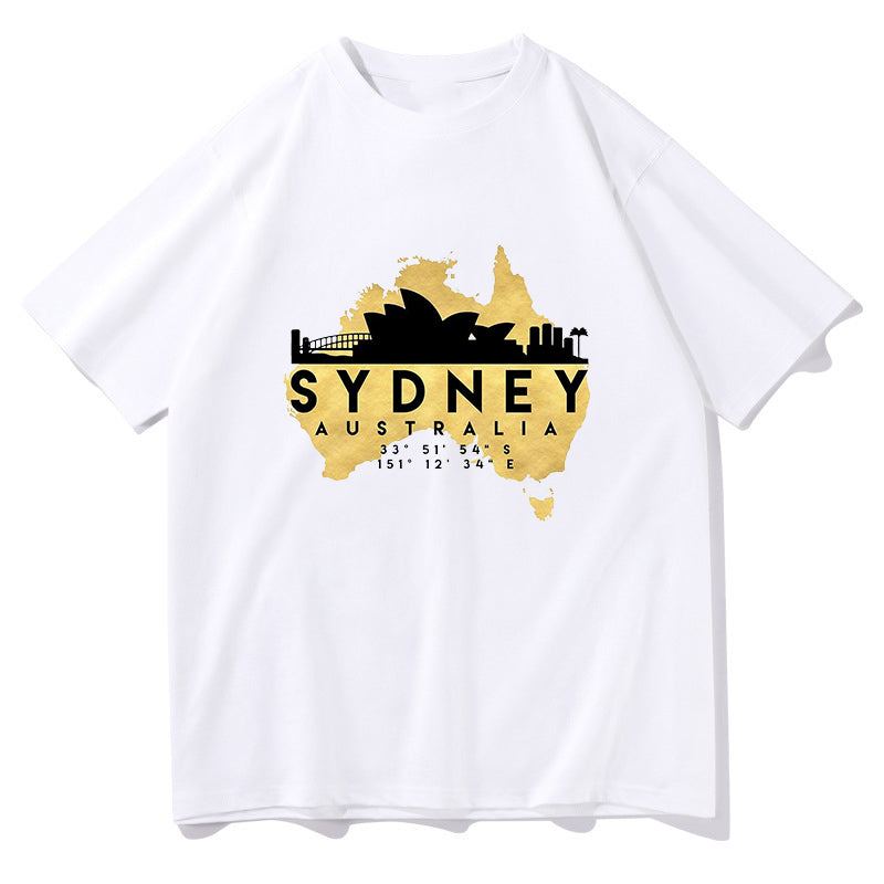 Australia Map and Sydney Landmarks Tee Big & Tall