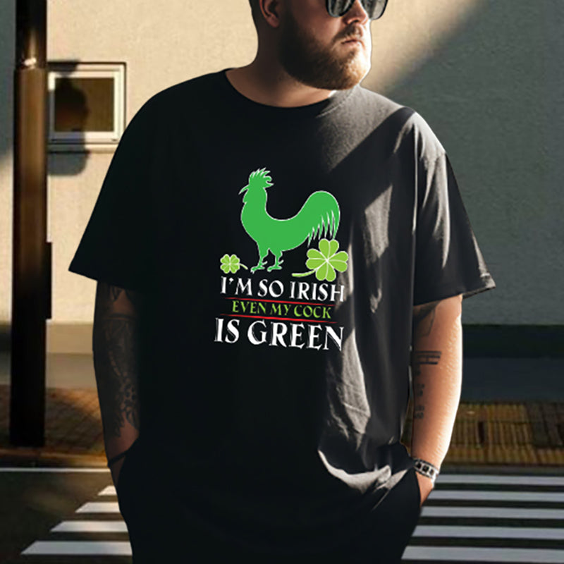 Green Chicken Four-leaf Clover Playful Print T-shirt Big & Tall