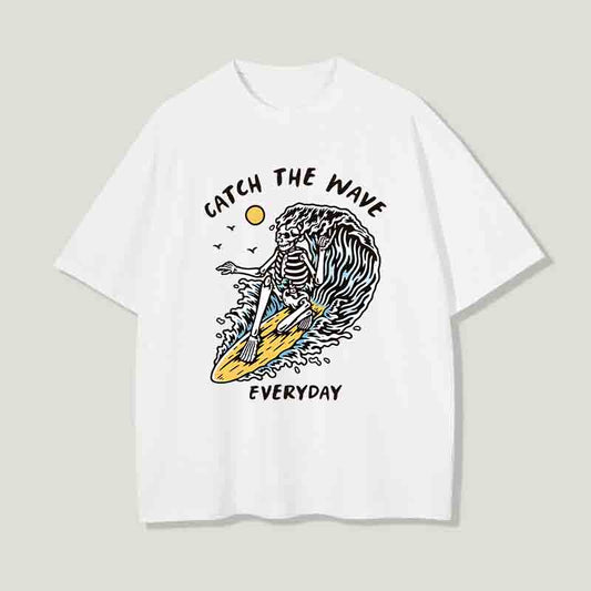 Catch the Wave Skeleton Printed Men's T-Shirt