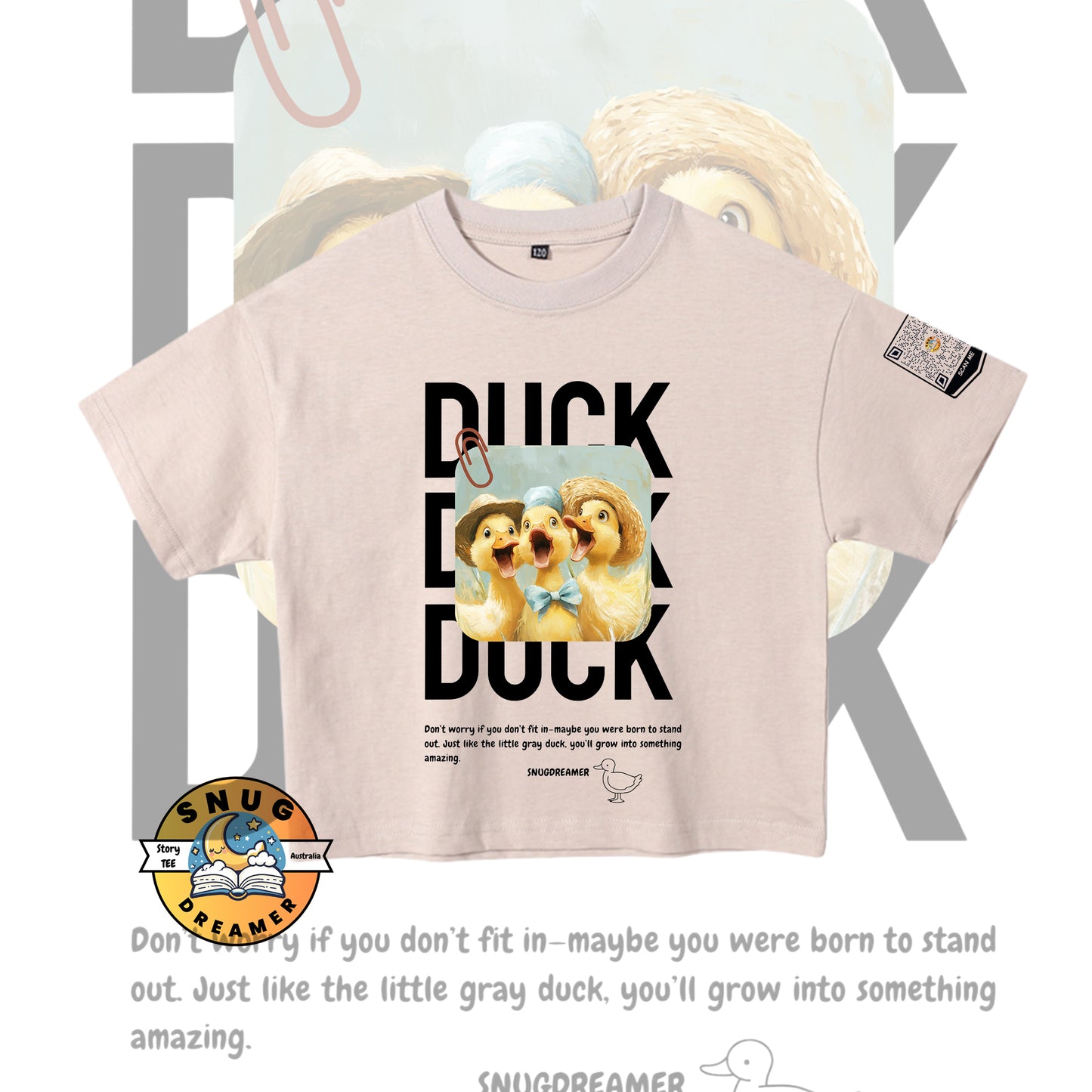 Cute Ducks Print QR Code Kids Story Tee