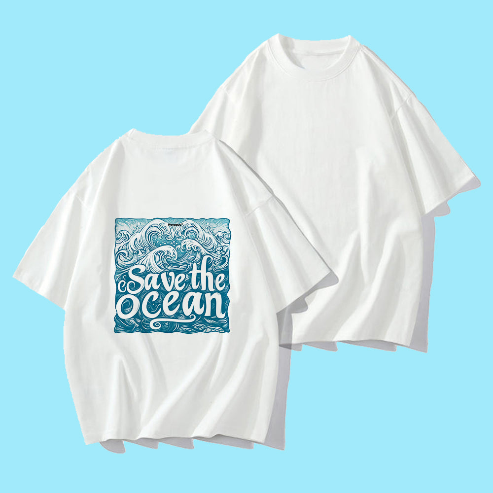 Retro Ocean Wave Print Men's Short Sleeve T-shirt