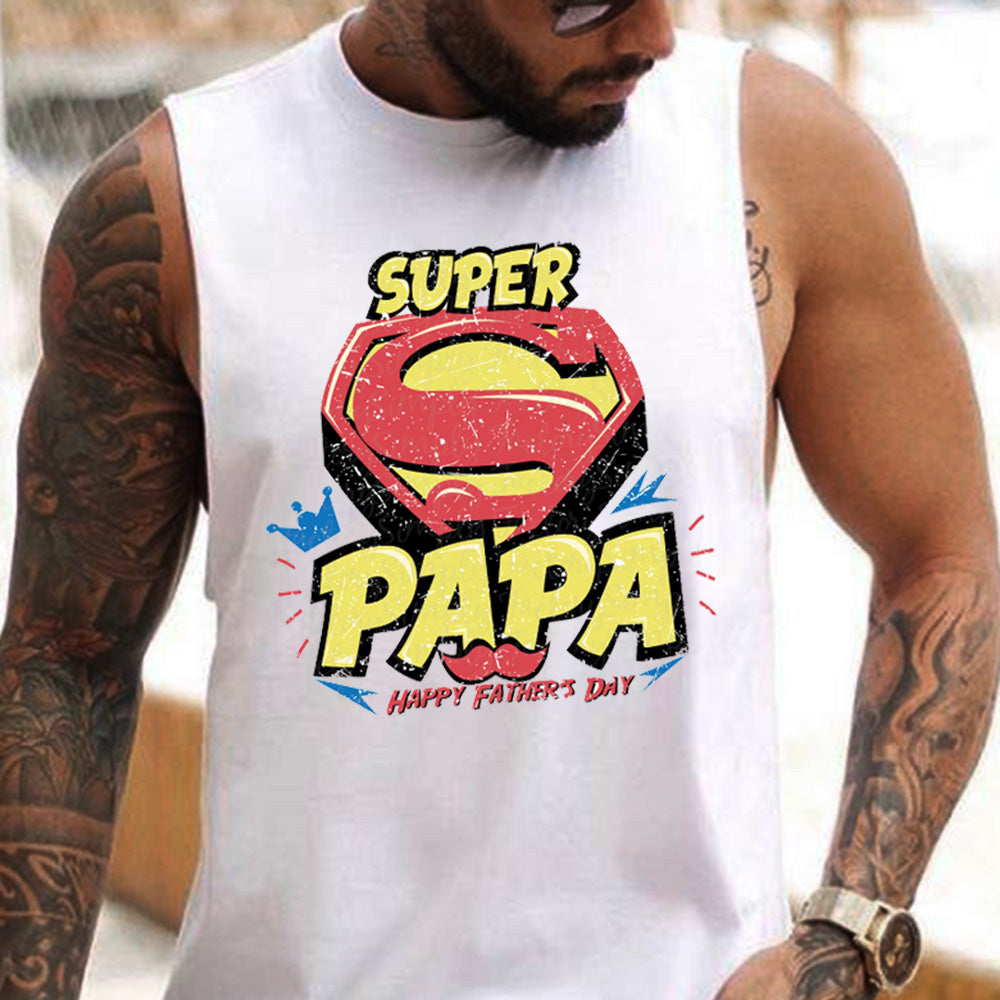 Men's Super Papa Tank Father's Day Gift