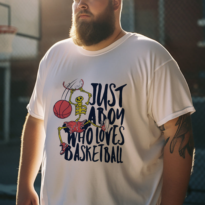 Basketball Enthusiast Sporty Skeleton Tee Big & Tall