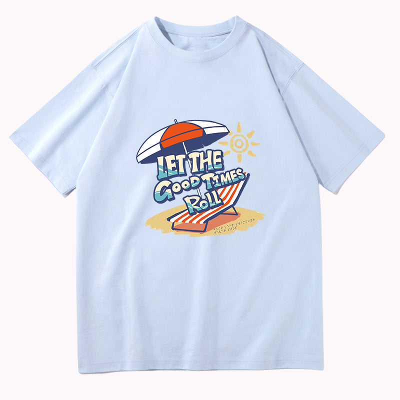 Men's Beach Chair and Sun Umbrella Print Cotton Tee