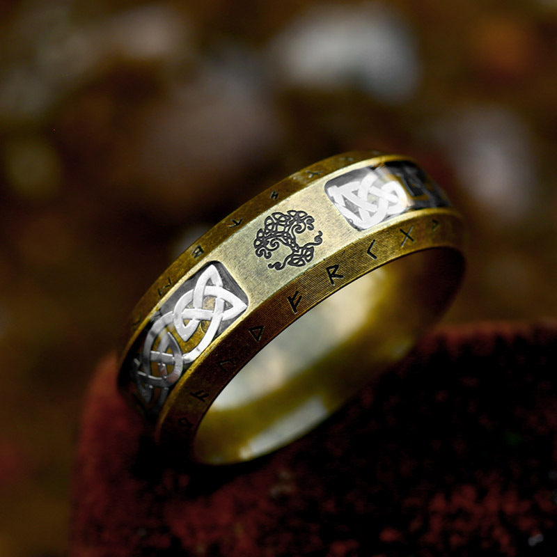 Men's Viking Runes Tree Of Life Ring