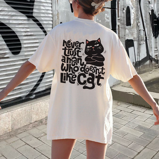 Funny Cat Lovers Print Lady's Oversized Tee
