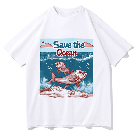 Ocean Lover Fish Print Men's Short Sleeve T-shirt Big & Tall