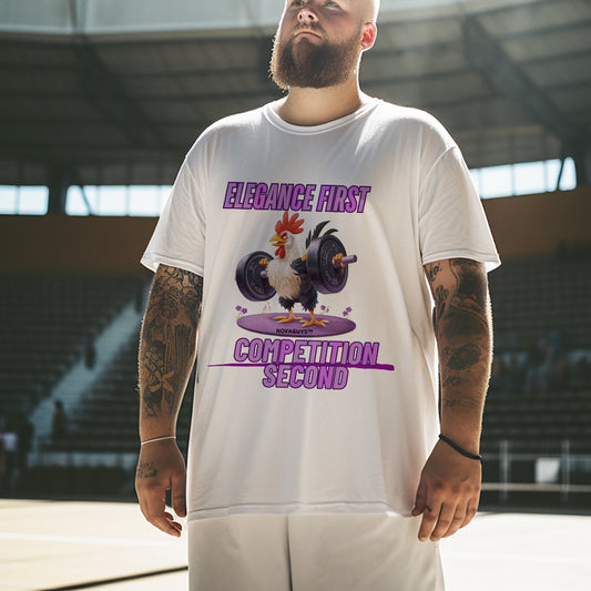 Chic Weightlifting Gallic Rooster T-Shirt Men's Le Coq Gaulois Print Tee Big & Tall