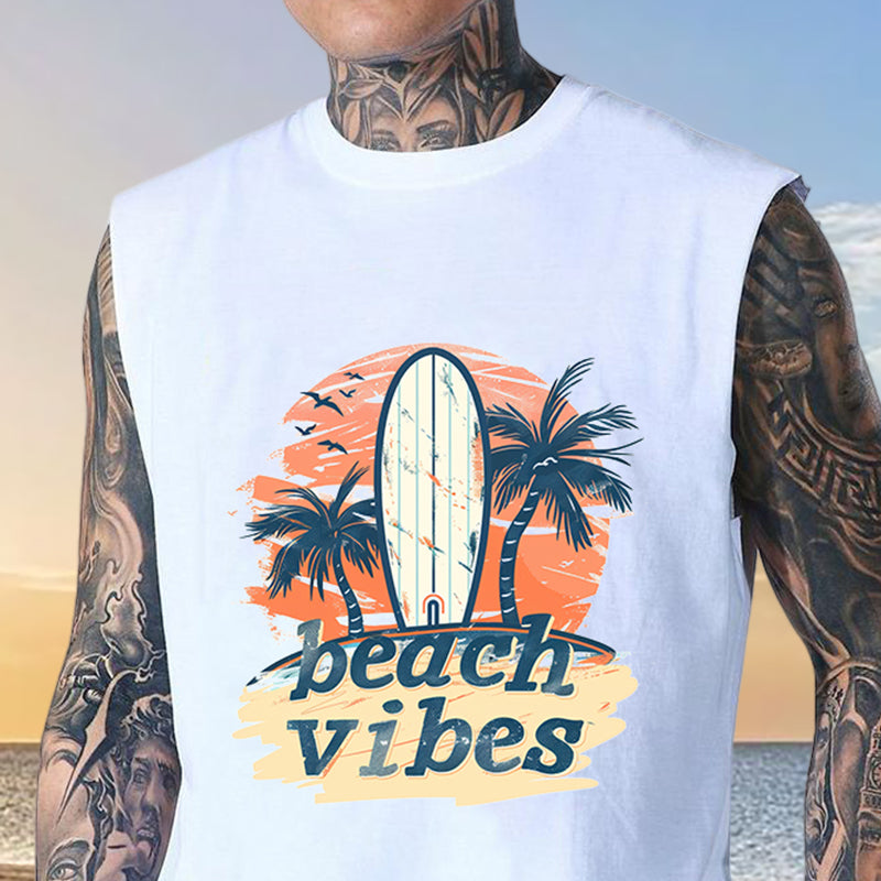 Beach Vibes Surf Lovers Men's Fashion Tank Top