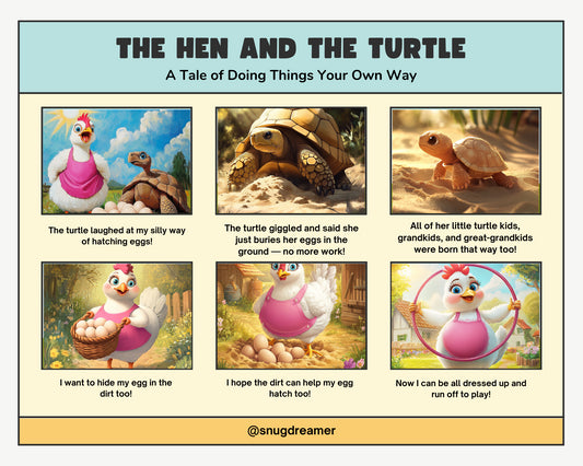 "The Hen and the Turtle" Kids' Storytelling Tee with QR Code