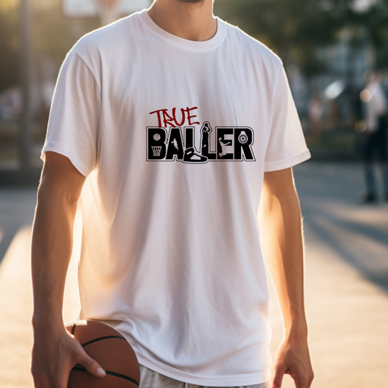 Basketball-inspired True Baller Letter Print Big & Tall Tee