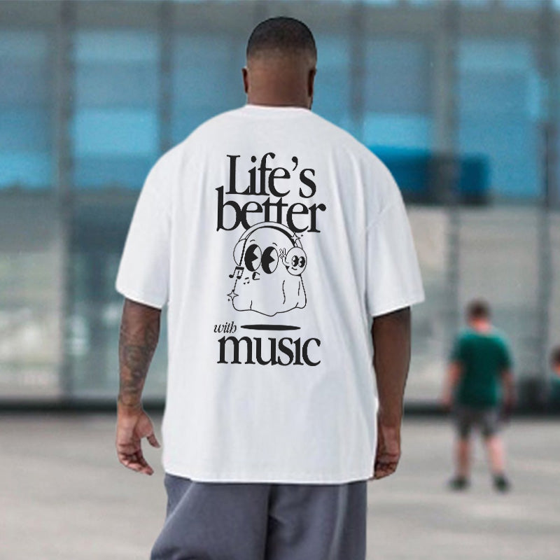 Life's Better With Music Men's Casual T-shirt 230g