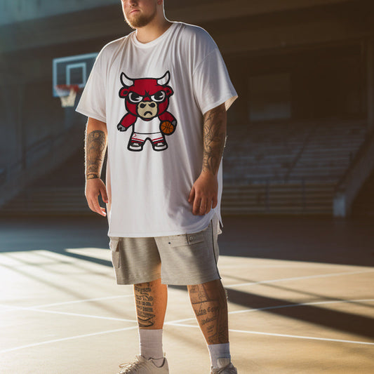 Basketball Enthusiast Cartoon Bull B-Ball Fan Big & Tall T-Shirt