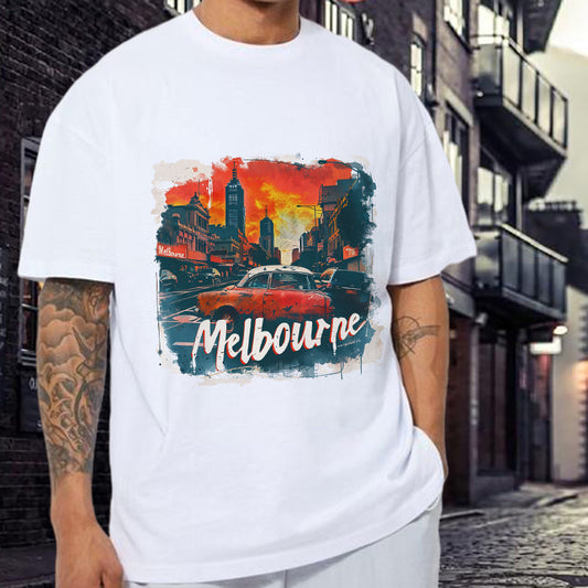 Vintage Melbourne City Print Oversized Tee Big & Tall