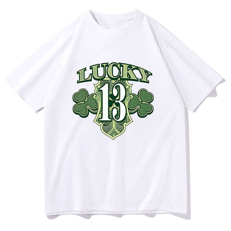 Lucky 13 Shamrock Irish Pride Men's White Tee Big & Tall