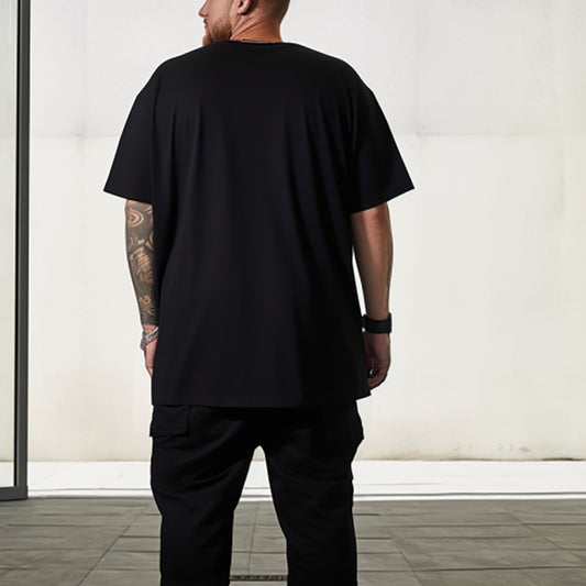 Men's Plain Oversized Cotton T-shirt - Black