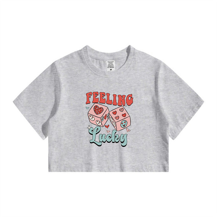 Lucky Dice Print Ladies Crop Tee