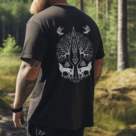 Life of Tree Yggdrasil Retro Viking Culture Graphic T-shirt Big & Tall