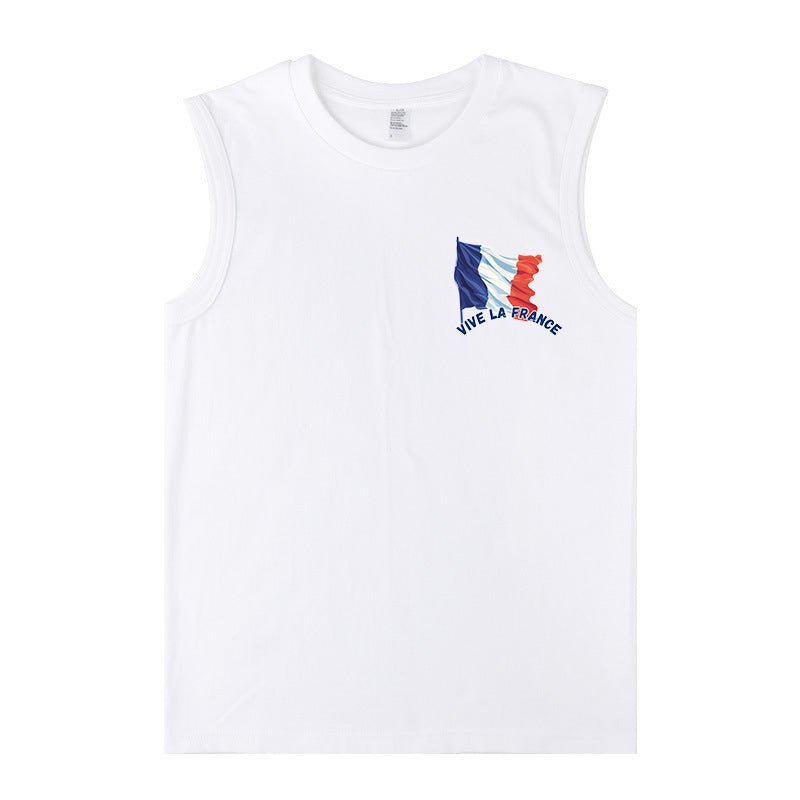 Vive la France Flag Print Men's Tank Top