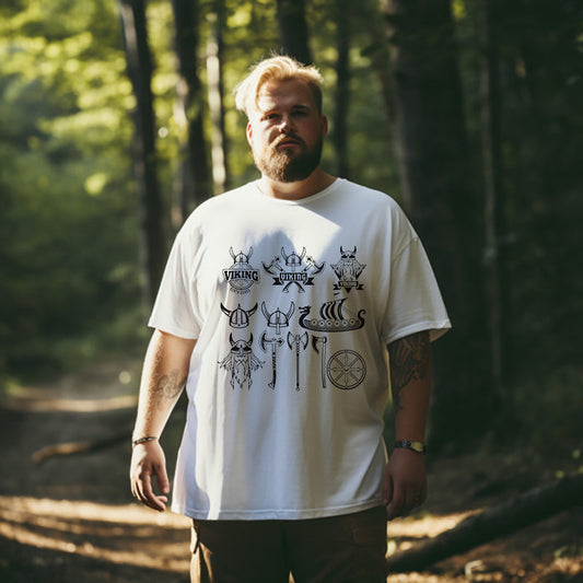 Axe and Armor Viking Icons Men's White T-shirt Big & Tall