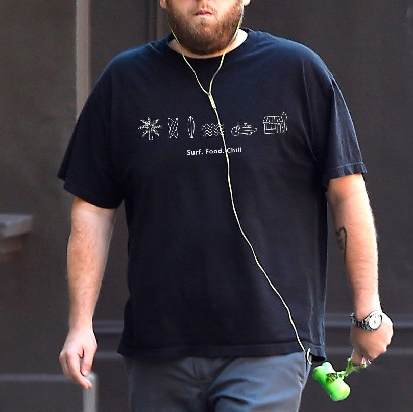 Surf, Food, Chill, Men's Doodle T-shirt Big & Tall