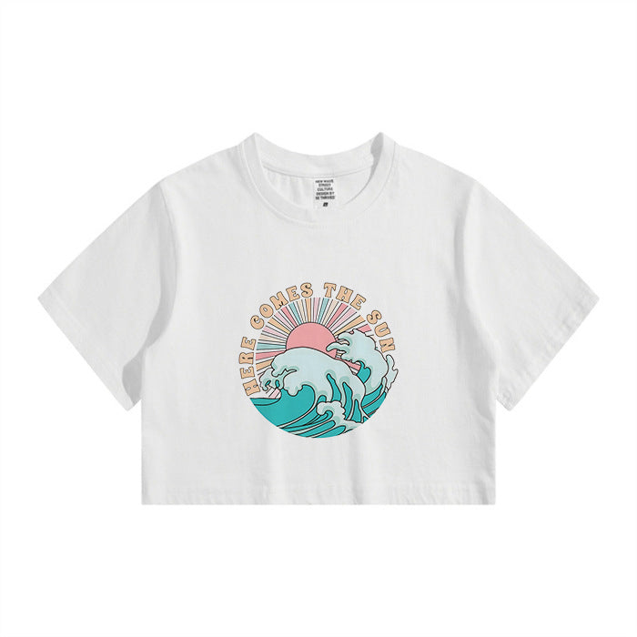 Ocean Wave and Sun Women's Crop Tee