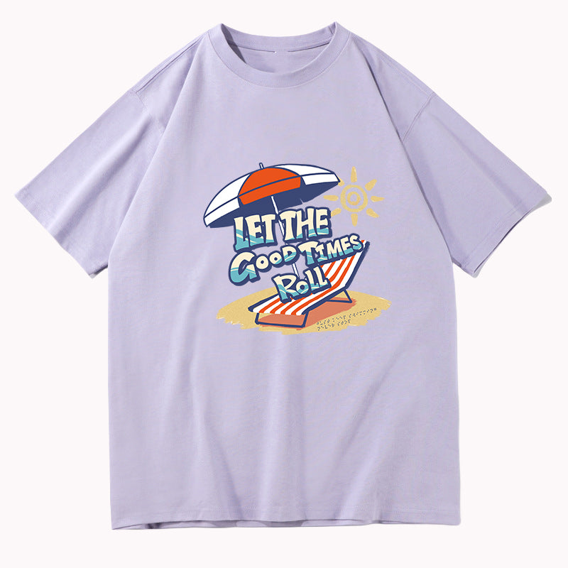 Men's Beach Chair and Sun Umbrella Print Cotton Tee