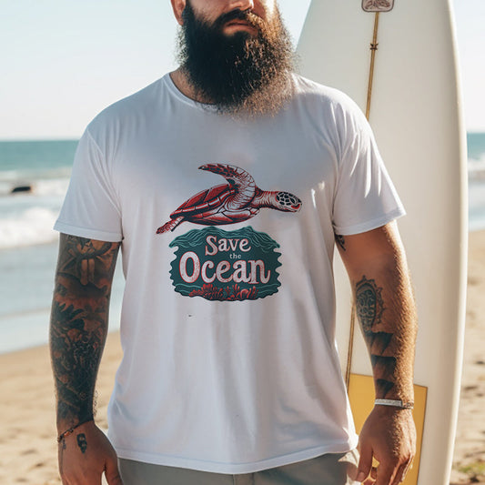 Men's Sea Turtle Print Oversized T-shirt Big & Tall