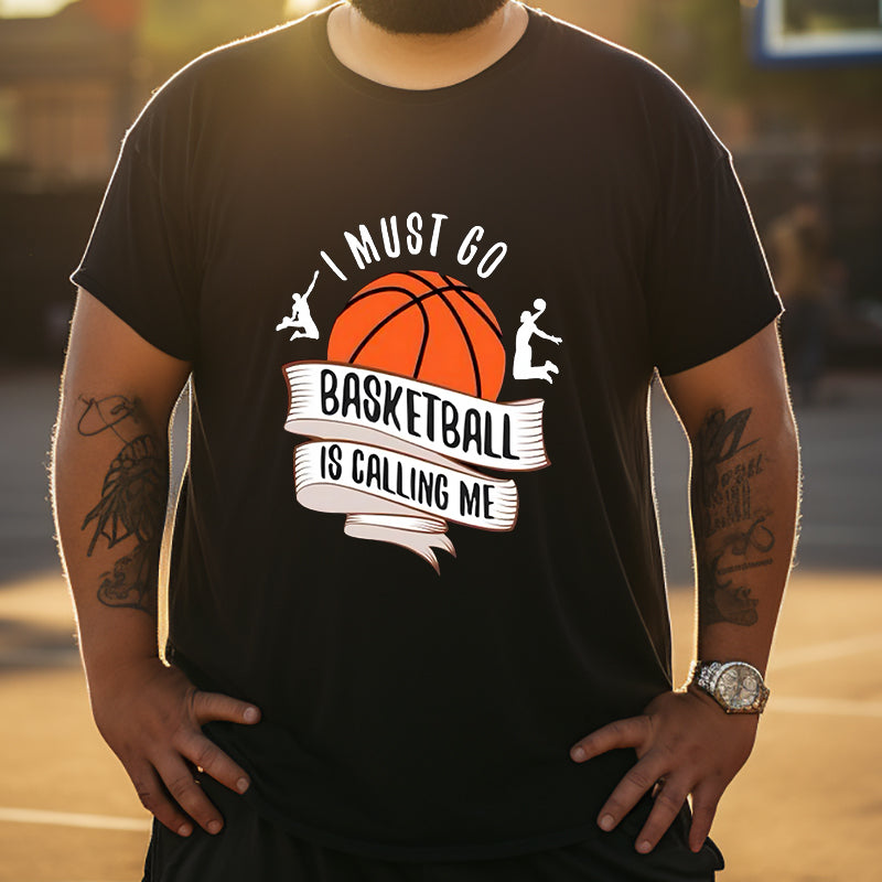 Baketball Lovers Hoops Calling Men's Black Big & Tall T-shirt