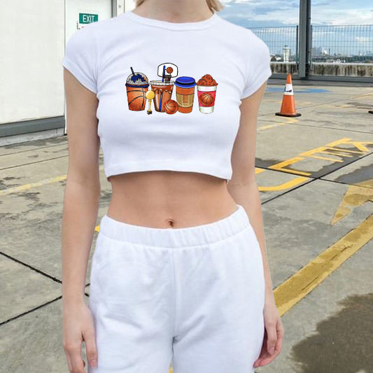 Basketball Drink Lady's Crop Tee