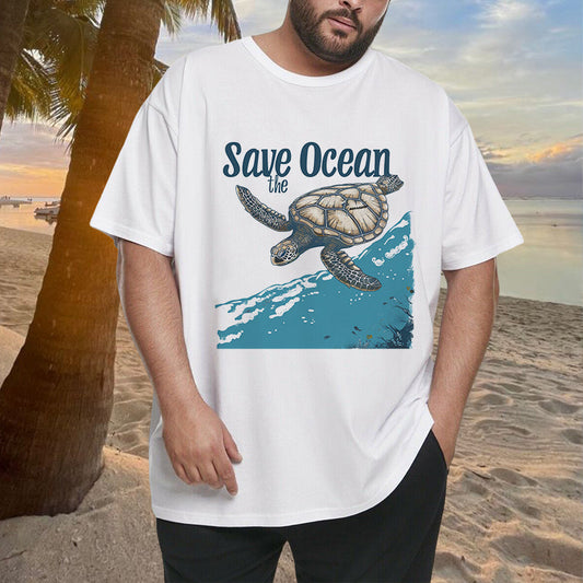 Men's Sea Turtle Ocean Conservation-Themed Printed T-shirts Big & Tall