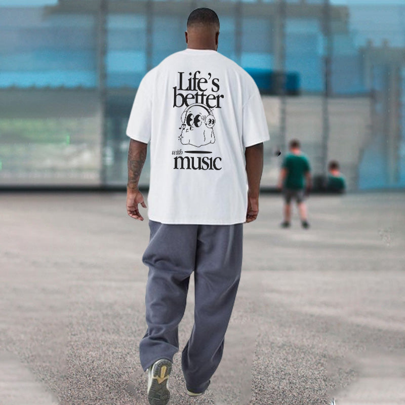 Life's Better With Music Men's Casual T-shirt 230g