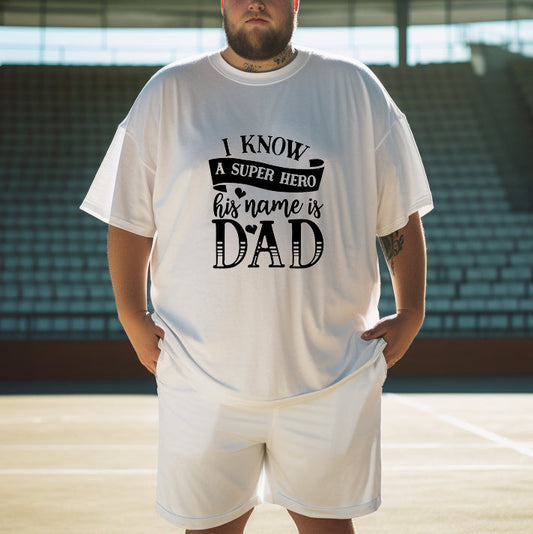 Super Hero Dad Print Men's Casual T-shirt Big & Tall