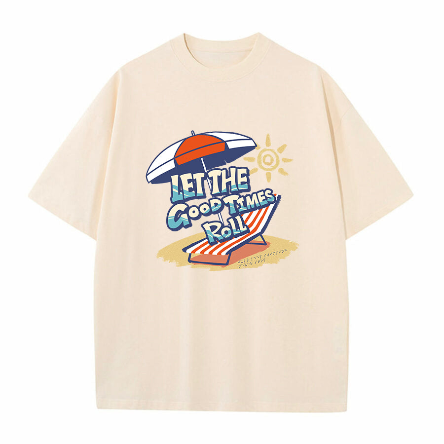 Men's Beach Chair and Sun Umbrella Print Cotton Tee