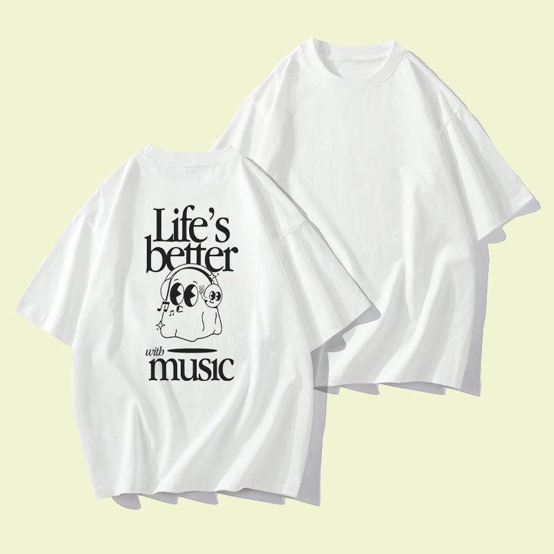 Life's Better With Music Men's Casual T-shirt 230g