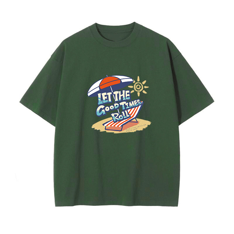 Men's Beach Chair and Sun Umbrella Print Cotton Tee