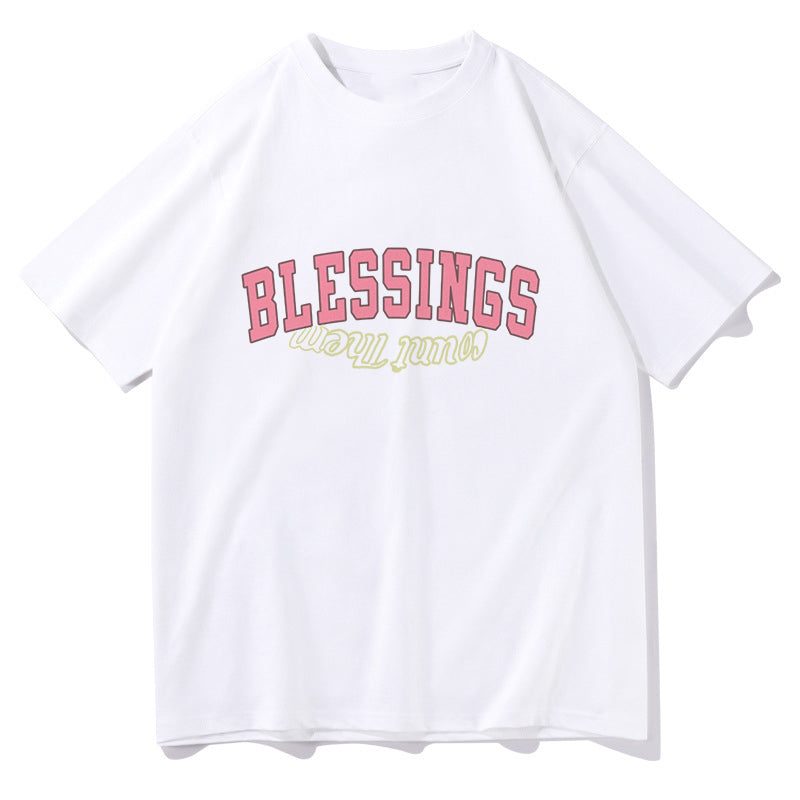 Blessings Letter Print Men's Oversized T-shirt
