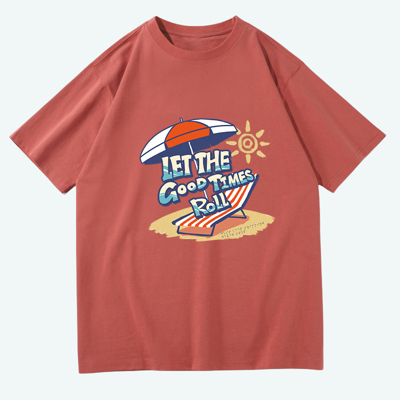 Men's Beach Chair and Sun Umbrella Print Cotton Tee