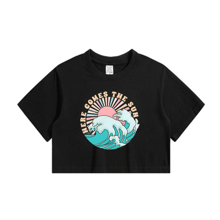 Ocean Wave and Sun Women's Crop Tee