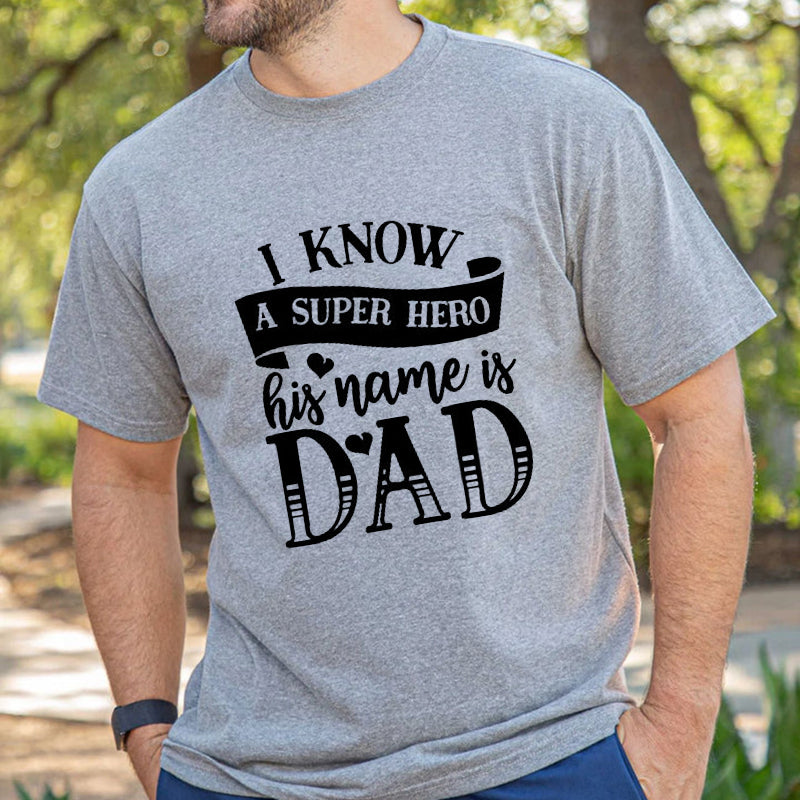 Super Hero Dad Print Men's Casual T-shirt Big & Tall