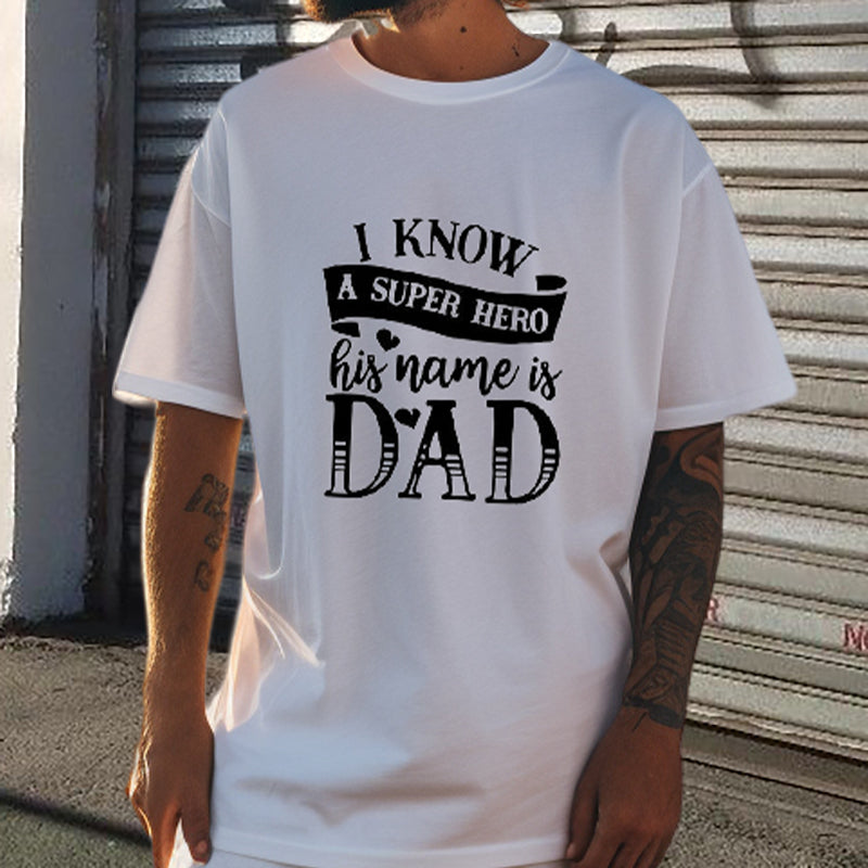 Super Hero Dad Print Men's Casual T-shirt Big & Tall