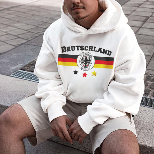 Deutschland Flag & Alphabet Print Men's Fleece Hoodie