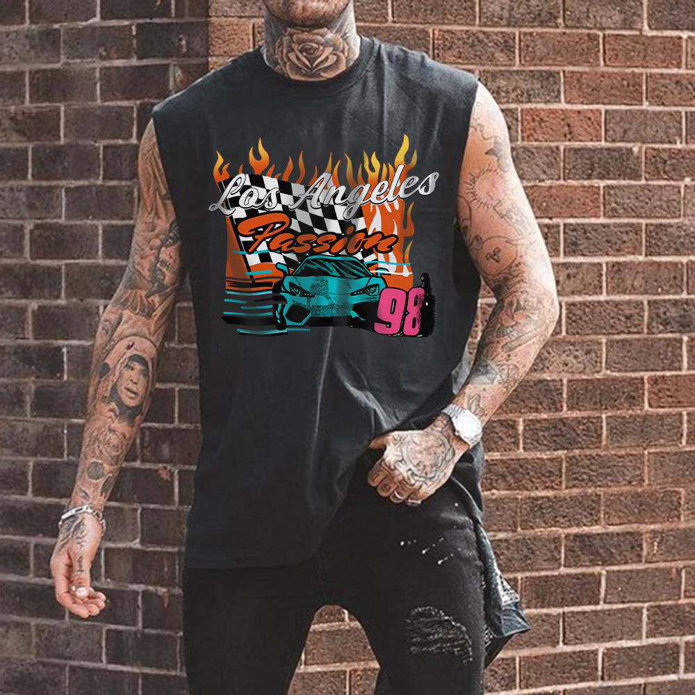 LA Racing Checkerboard Graphic Print Men's Tank Top-B