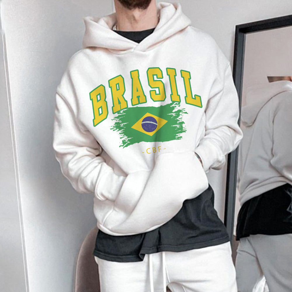 Brasil Soccer Club Print Men's Fleece Hoodie