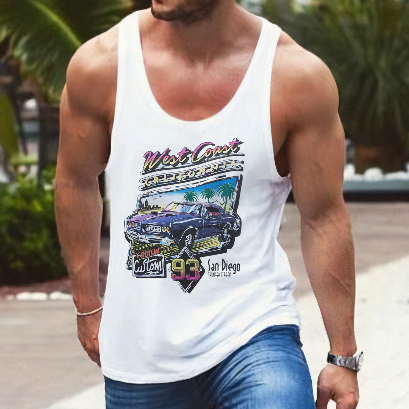 California Auto Graphic Print Men's Tank Top-A