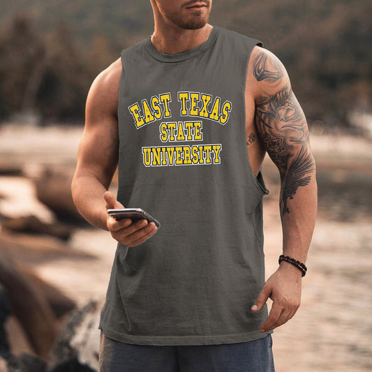 Alphabet Graphic Print Athleisure Men's Tank Top-B