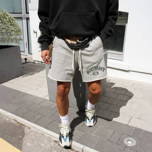 Northeast Kanye Style Vintage Streetwear Men's Cotton Shorts 400g