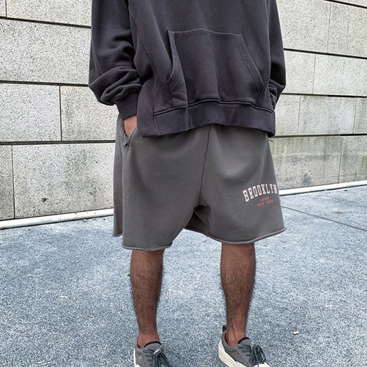 Brooklyn Kanye Style Vintage Streetwear Men's Cotton Shorts 400g
